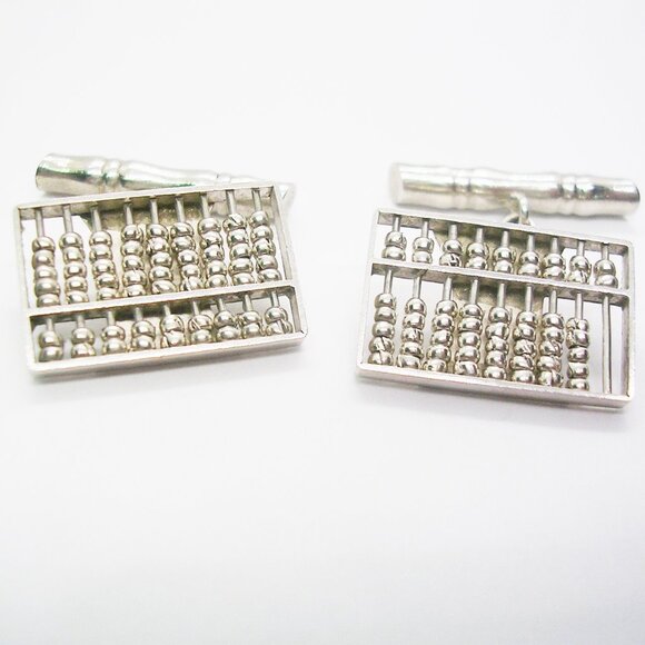 Vintage Sterling Silver Cuff Links articulated Abacus chain link style - Picture 1 of 3